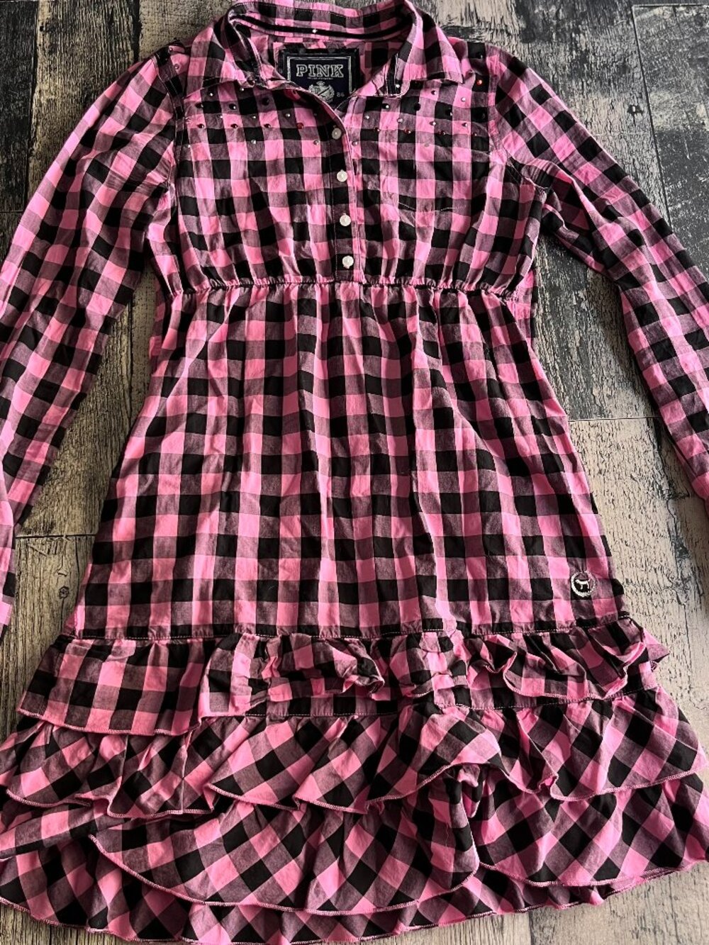 vintage y2k victorias secret checkered ruffle dress
